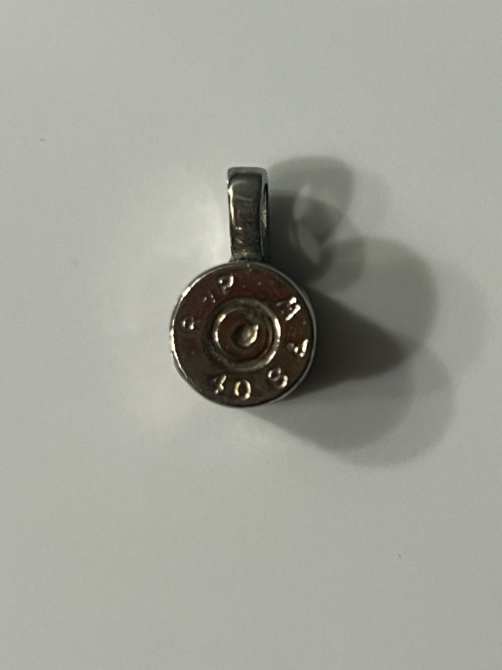 Silver Bullet Head Pendant Charm - Metallic Silver, LJS Jewelry.